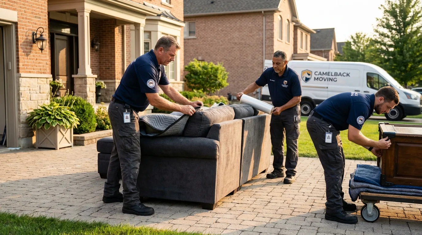 Large estate moving crew wrapping furniture in Fort Bragg, NC
